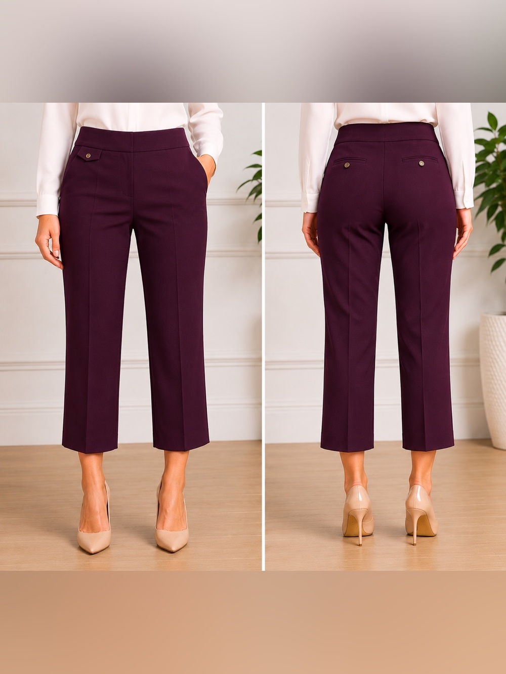 Worthington Plum Cropped Tailored Pants